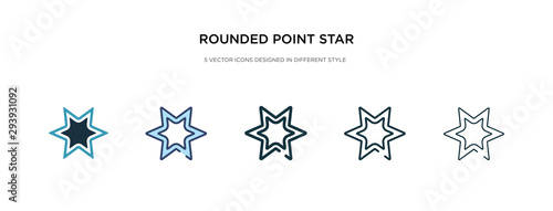 rounded point star icon in different style vector illustration. two colored and black rounded point star vector icons designed in filled, outline, line and stroke style can be used for web, mobile,