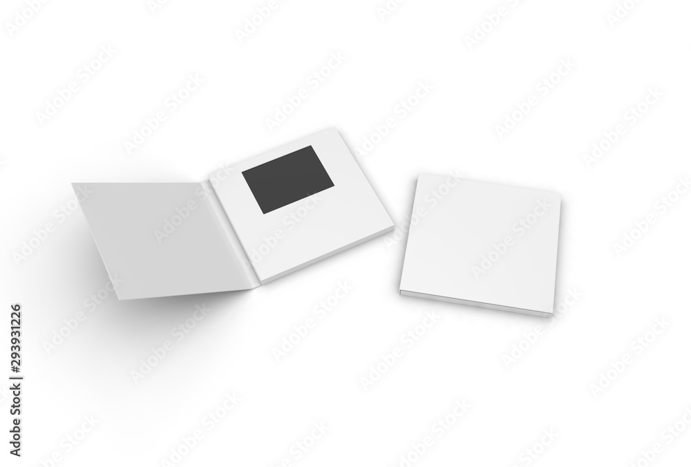 Blank LCD Video Mailer Card And Brochure For branding. 3d render illustration. Blank LCD Video Mailer Card And Brochure For branding. 3d render illustration.