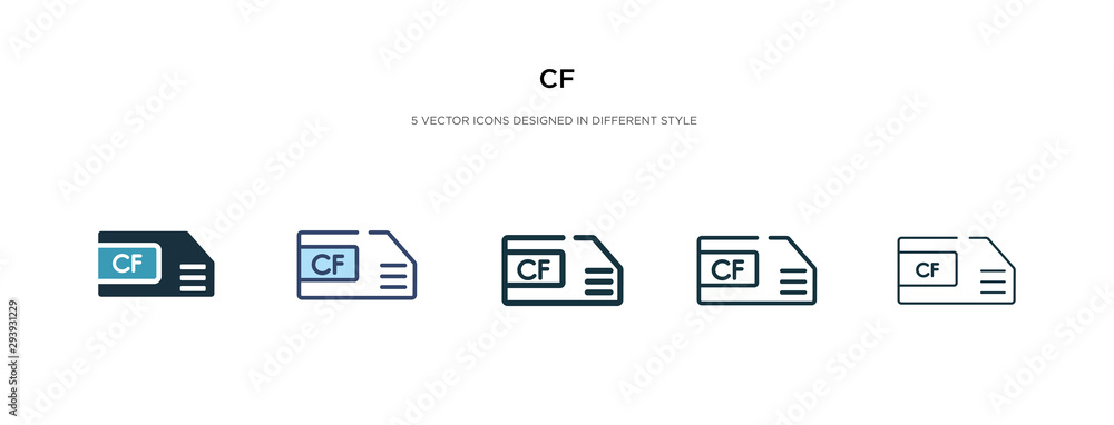 cf icon in different style vector illustration. two colored and black cf vector icons designed in filled, outline, line and stroke style can be used for web, mobile, ui cf icon in different style vector illustration. two colored and black cf vector icons designed in filled, outline, line and stroke style can be used for web, mobile, ui