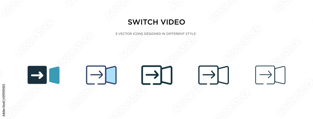switch video icon in different style vector illustration. two colored and black switch video vector icons designed in filled, outline, line and stroke style can be used for web, mobile, ui switch video icon in different style vector illustration. two colored and black switch video vector icons designed in filled, outline, line and stroke style can be used for web, mobile, ui