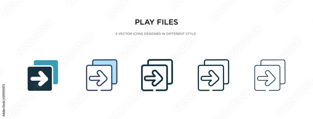 play files icon in different style vector illustration. two colored and black play files vector icons designed in filled, outline, line and stroke style can be used for web, mobile, ui play files icon in different style vector illustration. two colored and black play files vector icons designed in filled, outline, line and stroke style can be used for web, mobile, ui