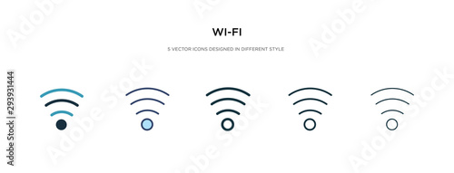 wi-fi icon in different style vector illustration. two colored and black wi-fi vector icons designed in filled, outline, line and stroke style can be used for web, mobile, ui
