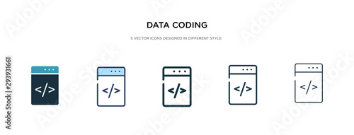 data coding icon in different style vector illustration. two colored and black data coding vector icons designed in filled, outline, line and stroke style can be used for web, mobile, ui