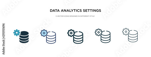 data analytics settings icon in different style vector illustration. two colored and black data analytics settings vector icons designed in filled, outline, line and stroke style can be used for