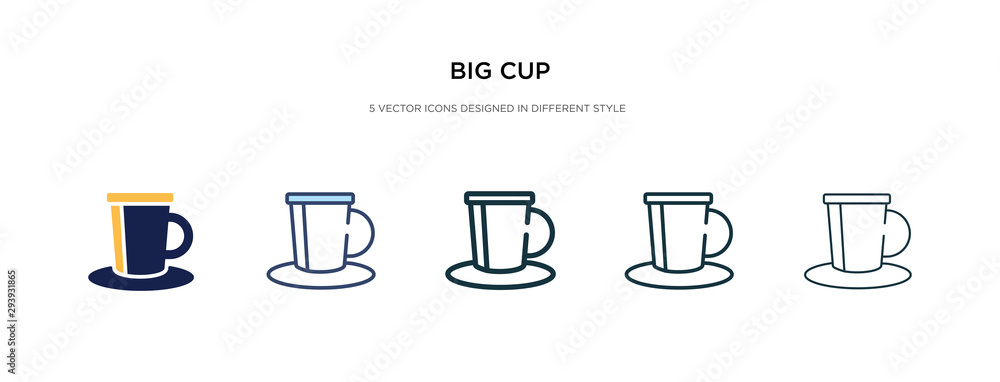 big cup icon in different style vector illustration. two colored and black big cup vector icons designed in filled, outline, line and stroke style can be used for web, mobile, ui big cup icon in different style vector illustration. two colored and black big cup vector icons designed in filled, outline, line and stroke style can be used for web, mobile, ui