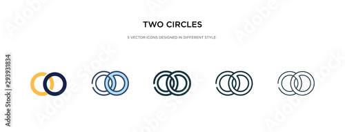 two circles icon in different style vector illustration. two colored and black two circles vector icons designed in filled, outline, line and stroke style can be used for web, mobile, ui