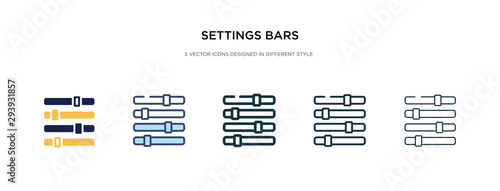 settings bars icon in different style vector illustration. two colored and black settings bars vector icons designed in filled, outline, line and stroke style can be used for web, mobile, ui