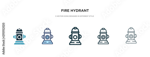 fire hydrant icon in different style vector illustration. two colored and black fire hydrant vector icons designed in filled, outline, line and stroke style can be used for web, mobile, ui