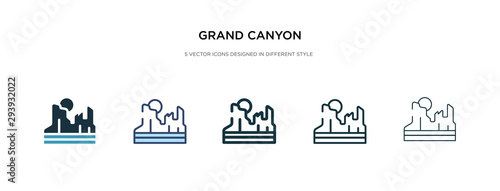 grand canyon icon in different style vector illustration. two colored and black grand canyon vector icons designed in filled, outline, line and stroke style can be used for web, mobile, ui