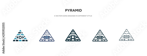 pyramid icon in different style vector illustration. two colored and black pyramid vector icons designed in filled  outline  line and stroke style can be used for web  mobile  ui
