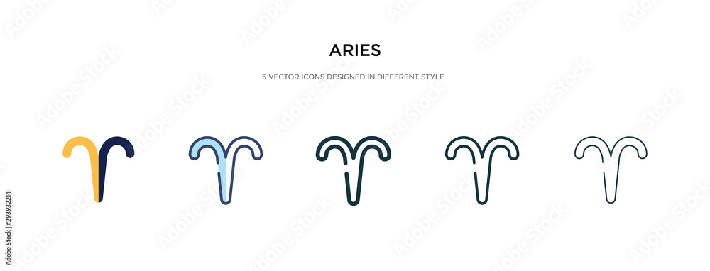 aries icon in different style vector illustration. two colored and black aries vector icons designed in filled, outline, line and stroke style can be used for web, mobile, ui