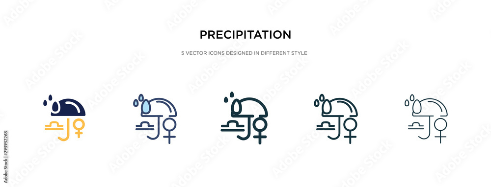 precipitation icon in different style vector illustration. two colored and black precipitation vector icons designed in filled, outline, line and stroke style can be used for web, mobile, ui