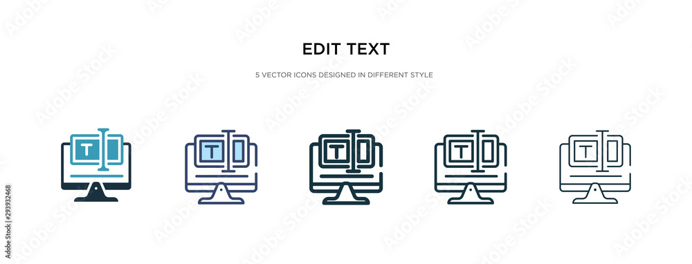 edit text icon in different style vector illustration. two colored and black edit text vector icons designed in filled, outline, line and stroke style can be used for web, mobile, ui - obrazy, fototapety, plakaty 