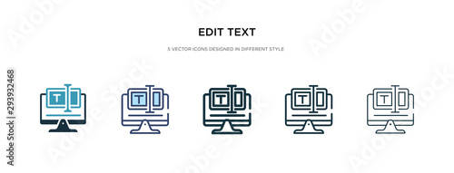 edit text icon in different style vector illustration. two colored and black edit text vector icons designed in filled, outline, line and stroke style can be used for web, mobile, ui