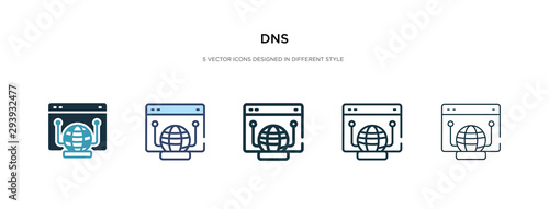 dns icon in different style vector illustration. two colored and black dns vector icons designed in filled, outline, line and stroke style can be used for web, mobile, ui photo