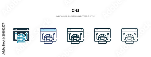 dns icon in different style vector illustration. two colored and black dns vector icons designed in filled, outline, line and stroke style can be used for web, mobile, ui