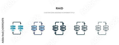 raid icon in different style vector illustration. two colored and black raid vector icons designed in filled, outline, line and stroke style can be used for web, mobile, ui photo