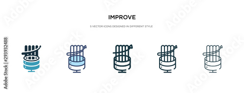 improve icon in different style vector illustration. two colored and black improve vector icons designed in filled, outline, line and stroke style can be used for web, mobile, ui