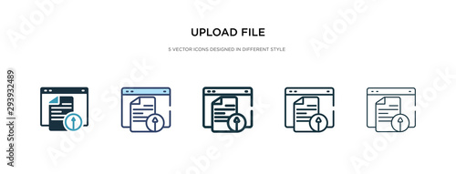 upload file icon in different style vector illustration. two colored and black upload file vector icons designed in filled, outline, line and stroke style can be used for web, mobile, ui