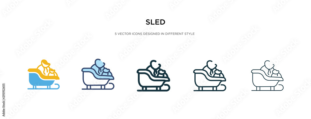 sled icon in different style vector illustration. two colored and black sled vector icons designed in filled, outline, line and stroke style can be used for web, mobile, ui