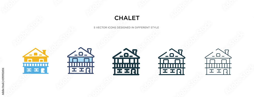 chalet icon in different style vector illustration. two colored and black chalet vector icons designed in filled, outline, line and stroke style can be used for web, mobile, ui