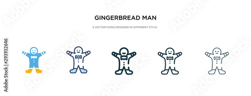 gingerbread man icon in different style vector illustration. two colored and black gingerbread man vector icons designed in filled, outline, line and stroke style can be used for web, mobile, ui