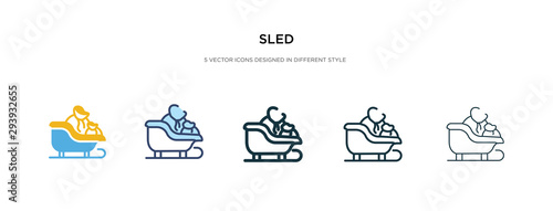 sled icon in different style vector illustration. two colored and black sled vector icons designed in filled  outline  line and stroke style can be used for web  mobile  ui