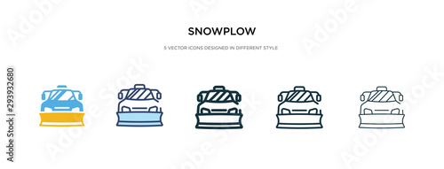 snowplow icon in different style vector illustration. two colored and black snowplow vector icons designed in filled, outline, line and stroke style can be used for web, mobile, ui