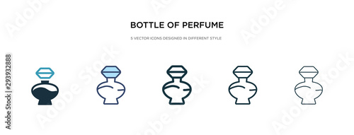 bottle of perfume icon in different style vector illustration. two colored and black bottle of perfume vector icons designed in filled, outline, line and stroke style can be used for web, mobile, ui