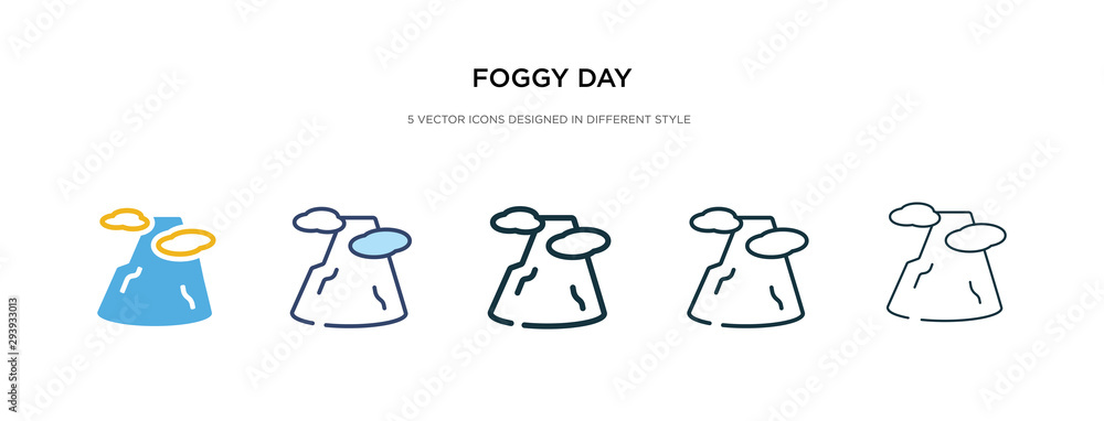 Fotografie foggy day icon in different style vector illustration