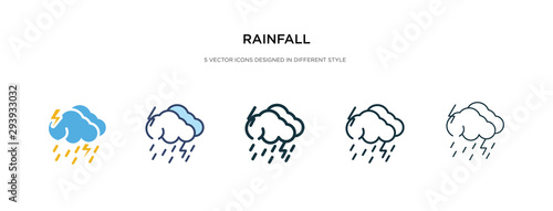 rainfall icon in different style vector illustration. two colored and black rainfall vector icons designed in filled, outline, line and stroke style can be used for web, mobile, ui