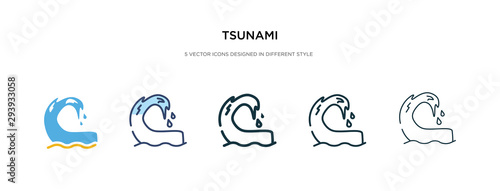 tsunami icon in different style vector illustration. two colored and black tsunami vector icons designed in filled, outline, line and stroke style can be used for web, mobile, ui