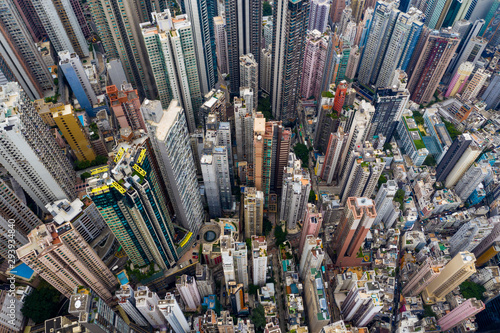 Aerial view of Hong Kong downtown city © leungchopan