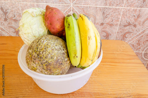 Plastic Bowl Filled With Uncooked Foods