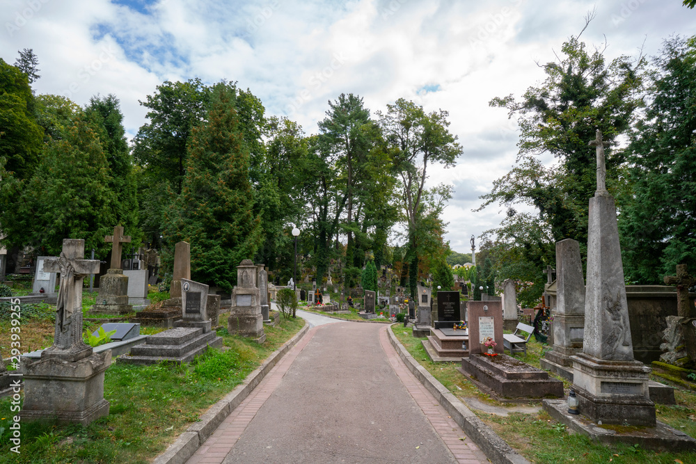 Historical graves at Lychakiv Cemetery in Lviv