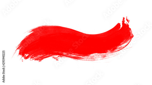 Red paint splash isolated on white background. Red watercolor brush