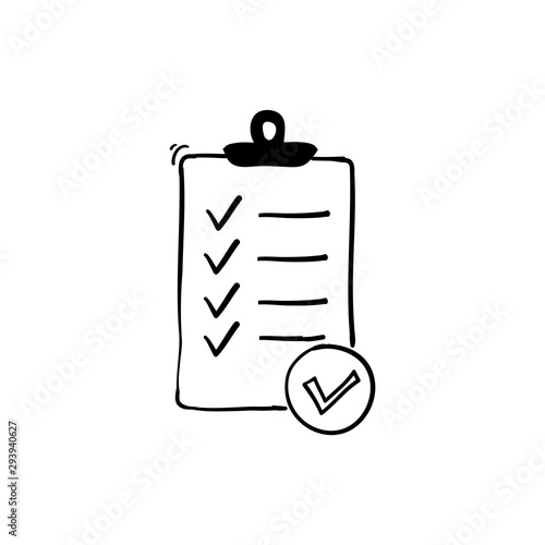 clipboard icon illustration with handdrawn doodle style