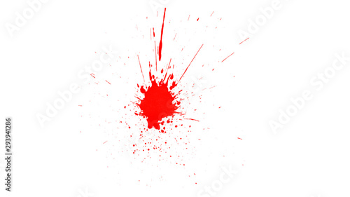 Beautiful red paint splash isolated on white background. Red paint brush