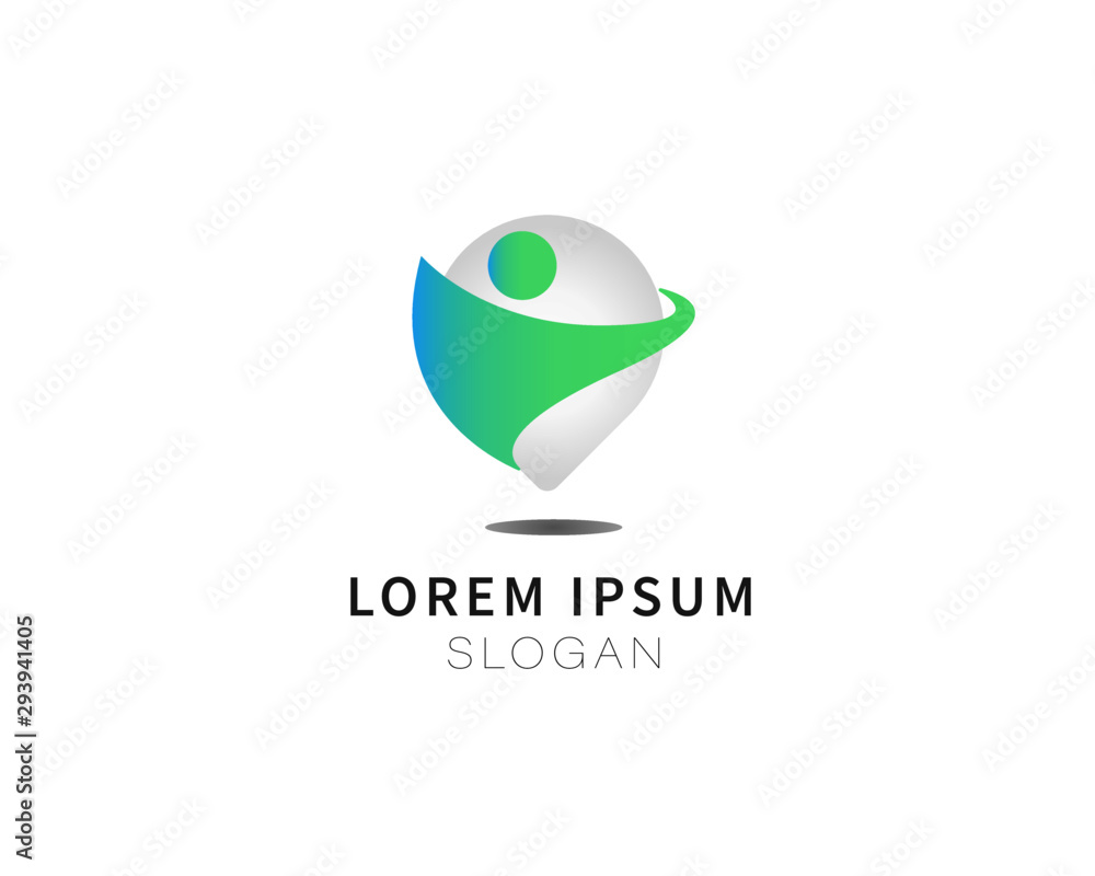 medical pharmacy logo concept, health people with place point illustration vector medical pharmacy logo concept, health people with place point illustration vector