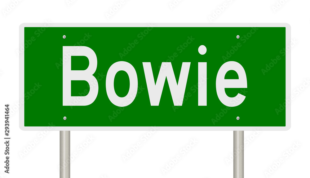 Rendering of a green highway sign for Bowie Maryland Rendering of a green highway sign for Bowie Maryland