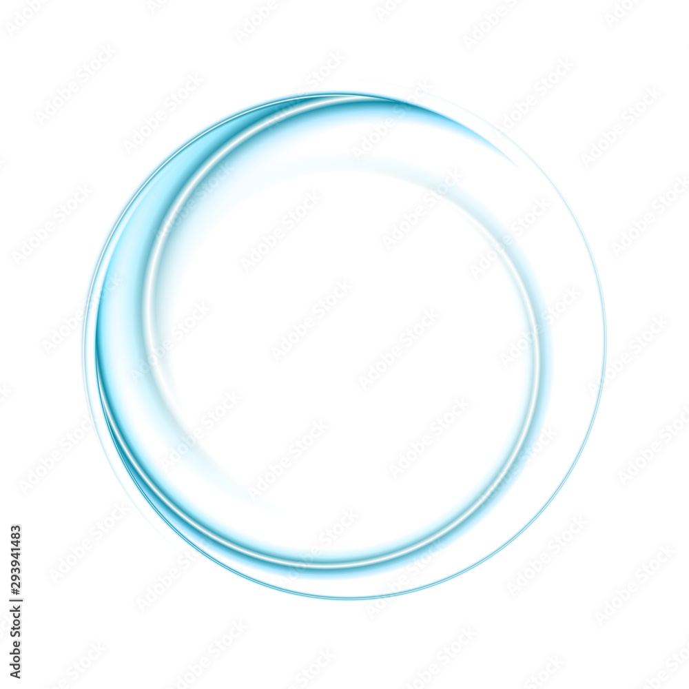 Bright blue smooth abstract circular logo technology background. Vector design - obrazy, fototapety, plakaty 
