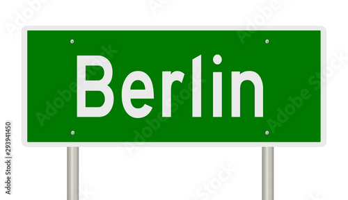 Canvas Print Rendering of a green highway sign for Berlin