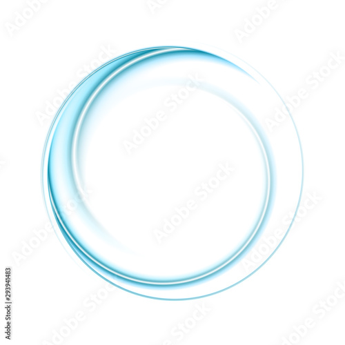Bright blue smooth abstract circular logo technology background. Vector design
