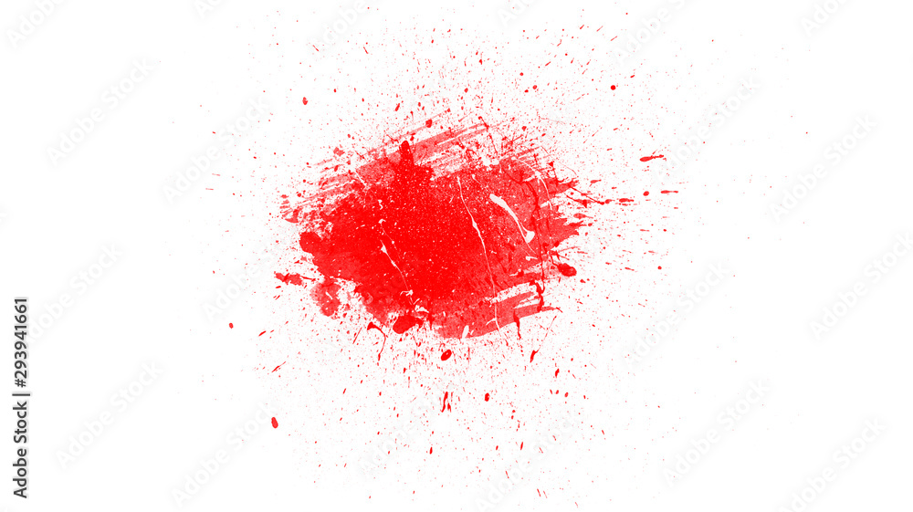 Abstract red paint splash isolated on white background. Red paint brush