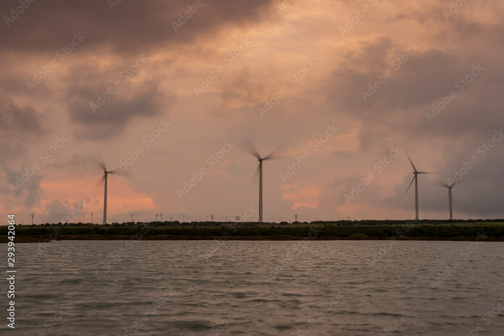Windmills in Monsoon near Patan,Maharashtra,India