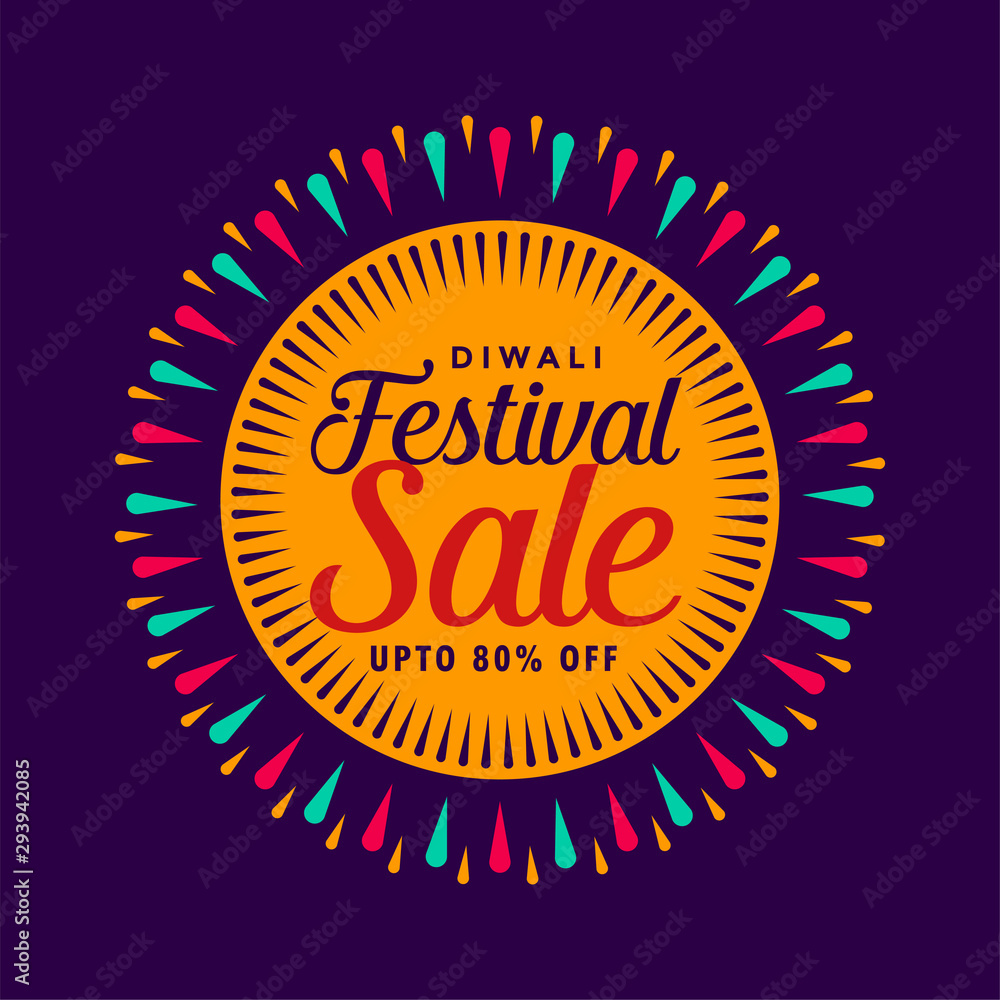 Fototapeta premium flat style happy diwali festival sale background design