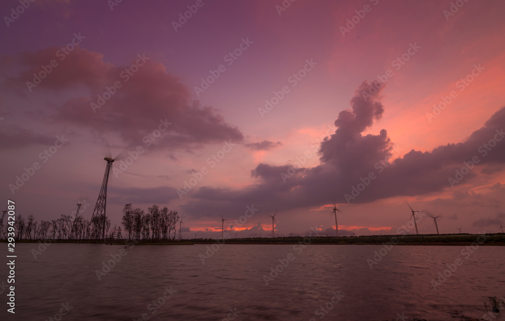 Windmills in Monsoon near Patan,Maharashtra,India