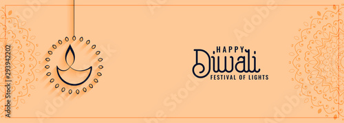 happy diwali cultural festival banner in clean style