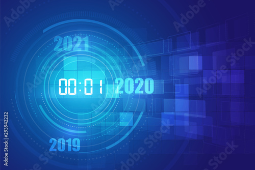 Abstract Futuristic Technology Background with Digital number timer concept and countdown, vector transparent