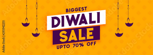 biggest diwali sale promotion yellow banner design